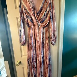 Adrienne Pink and Purple Long Sleeve Dress